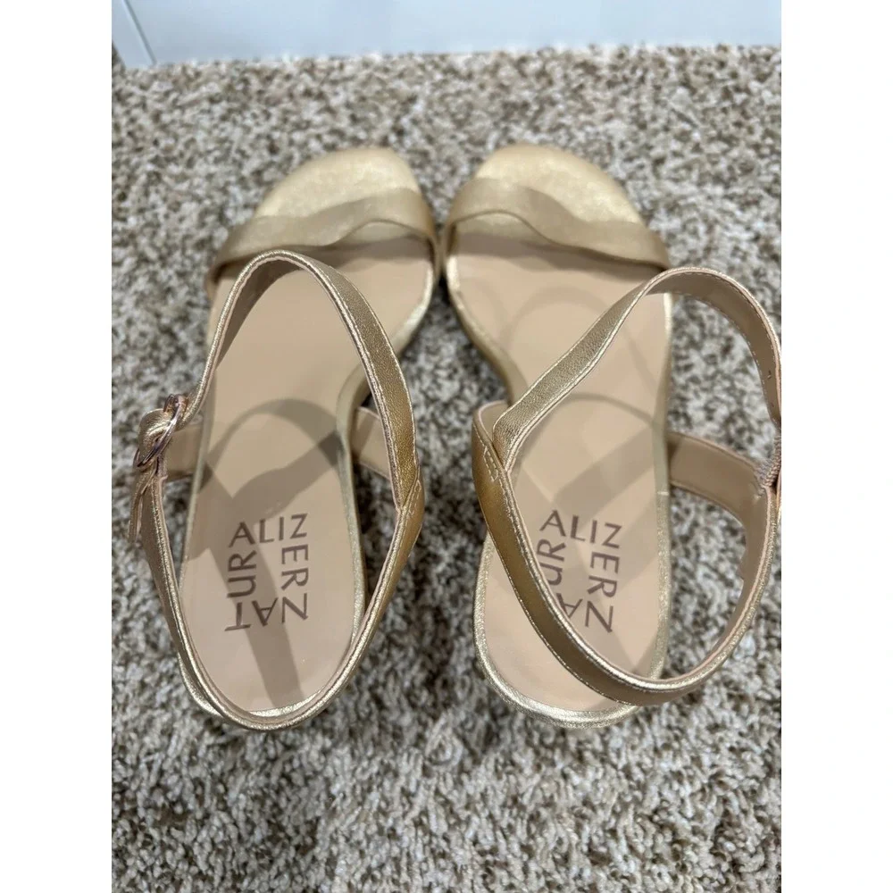 Naturalizer Metallic Gold Low Wedge Sandals